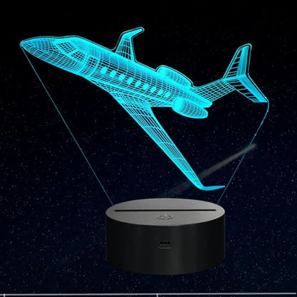Airplane 3D LED Night Light | USB Illusion Bedside Lamp for Bedroom Decor