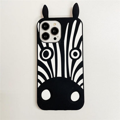 Stevvex 3D dog-ear silicone case in black white zebra pattern for iPhone 13 Pro Max and more on Tampa Home & Garden Store