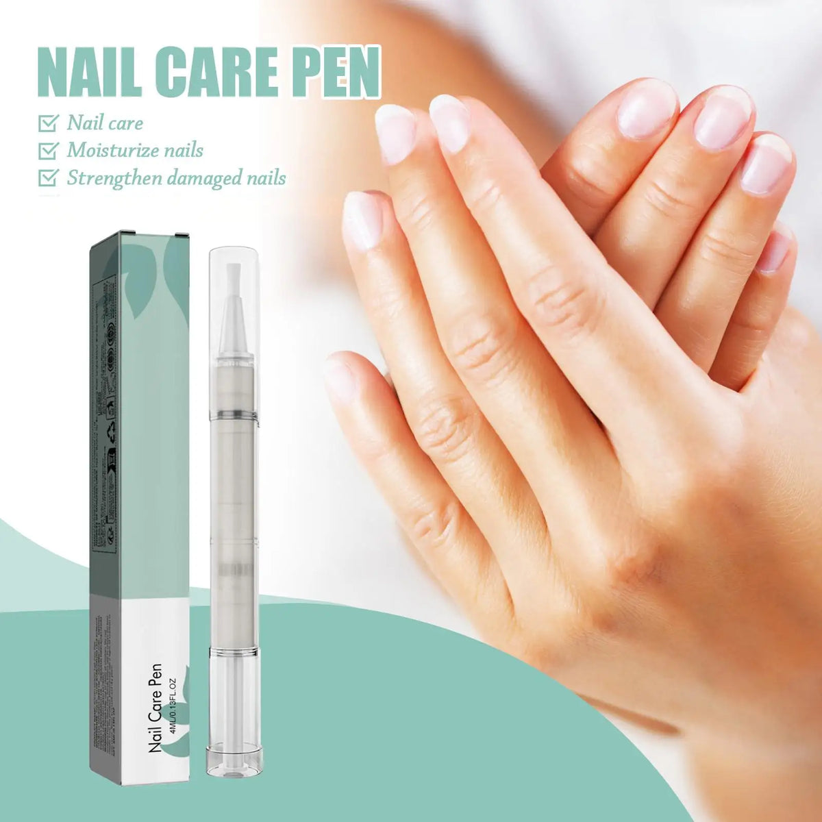 Nail Care Pen Silcy Skin with mint-green box and clear bottle, hands show manicured nails on Tampa Home & Garden Store