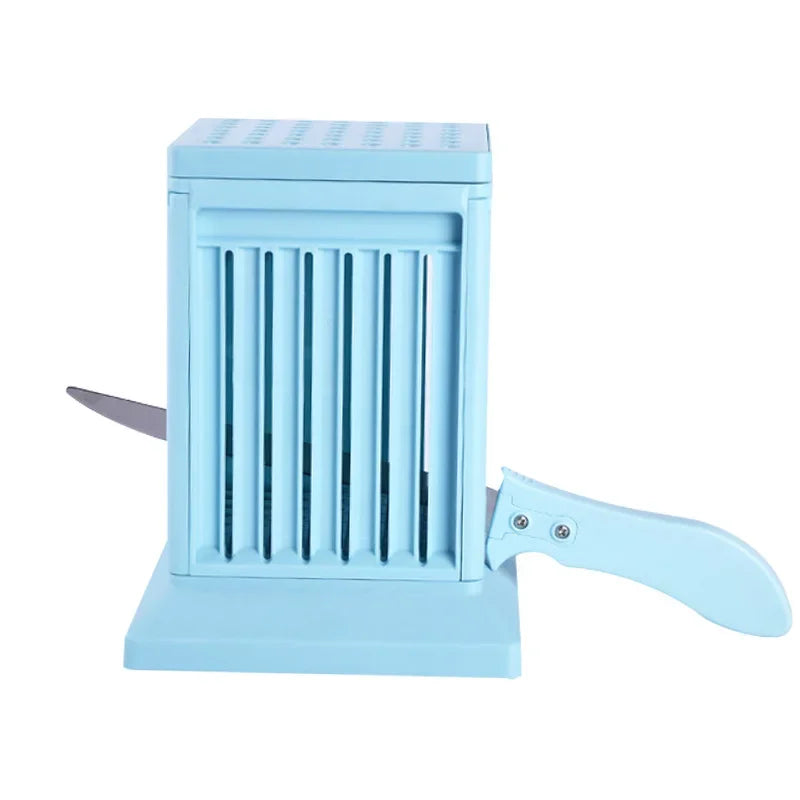 Perfecsy blue meat skewer maker with 49 holes for kebabs and tofu skewers on Tampa Home & Garden Store