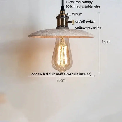 DecorBites LED pendant lamp aluminum modern hanging light fixture with yellow travertine shade on Tampa Home & Garden Store
