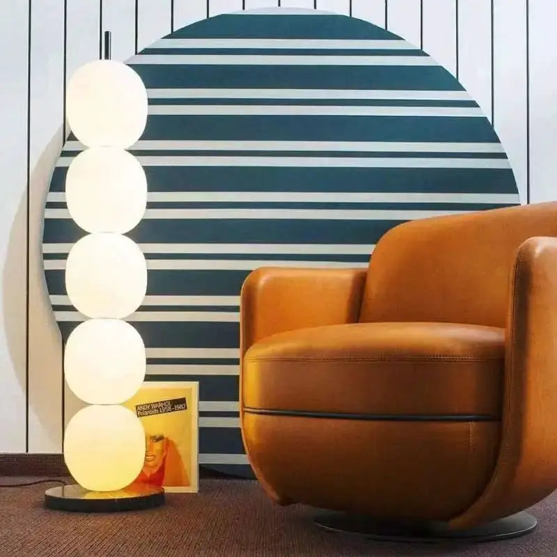 Gourd String Floor Lamp with White Glass Shade