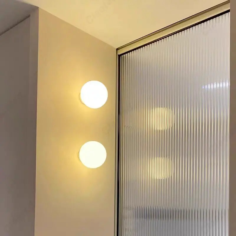 Perfecsy LED Cream Wind Ball wall lamps, minimalist design, warm white glow, pair on Tampa Home & Garden Store