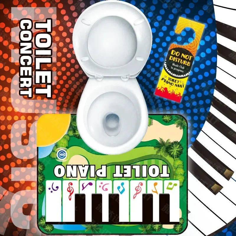 Adult electronic piano game toilet rug by FLIPSTYLEZLLC; tropical palm-tree keyboard mat on Tampa Home & Garden Store