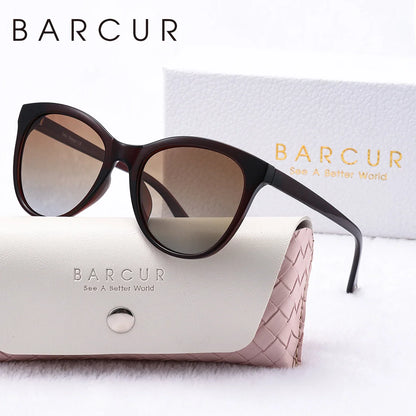 BARCUR cat-eye sunglasses with transparent frame and gradient UV400 lenses on Tampa Home & Garden Store
