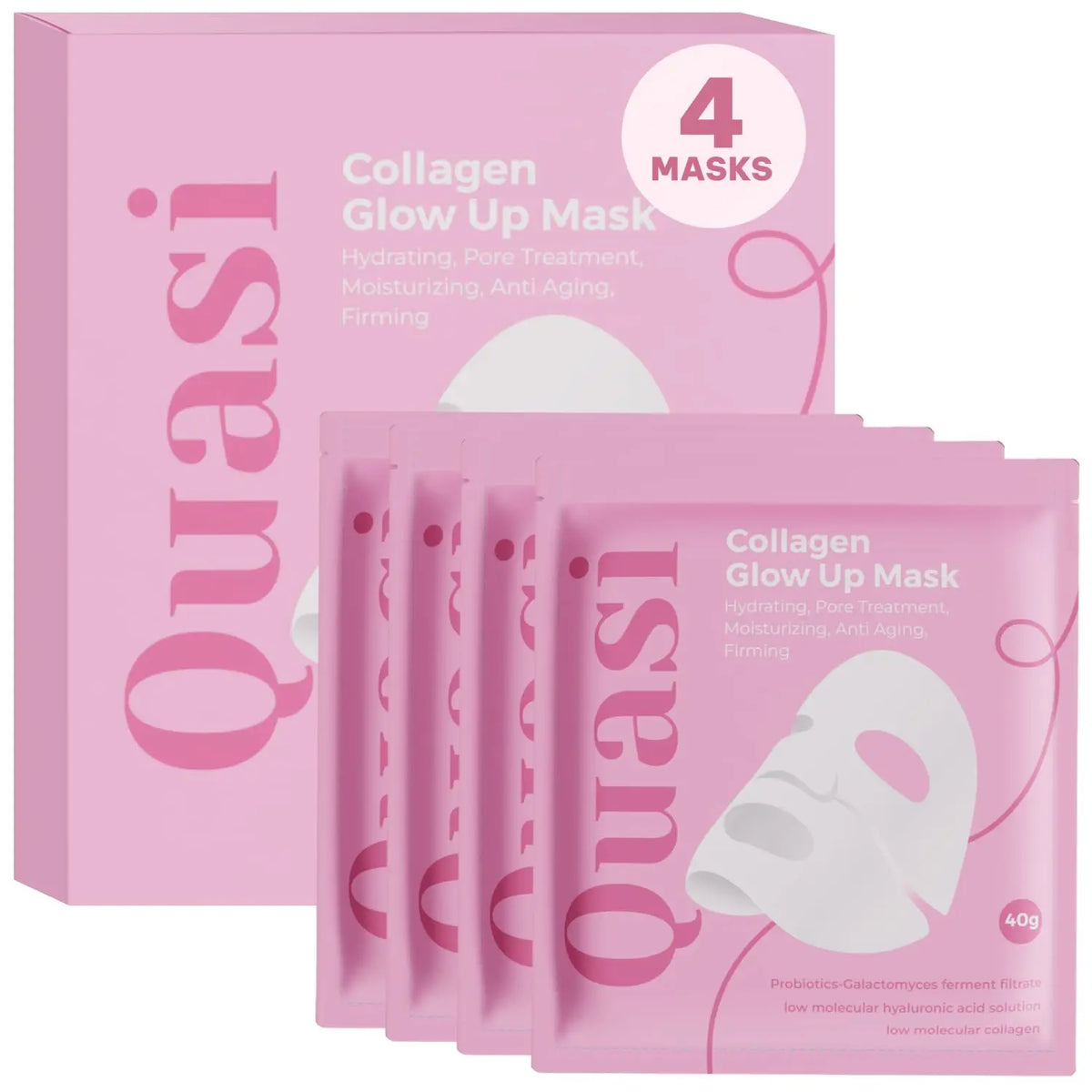 Silcy Skin Collagen Glow Up Mask 4 pink sheet masks for hydrating and firming on Tampa Home & Garden Store