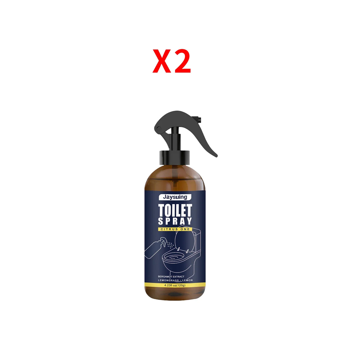 Bergamot toilet spray bottle with black trigger and blue label TOILET SPRAY; bergamot extract on Tampa Home & Garden Store