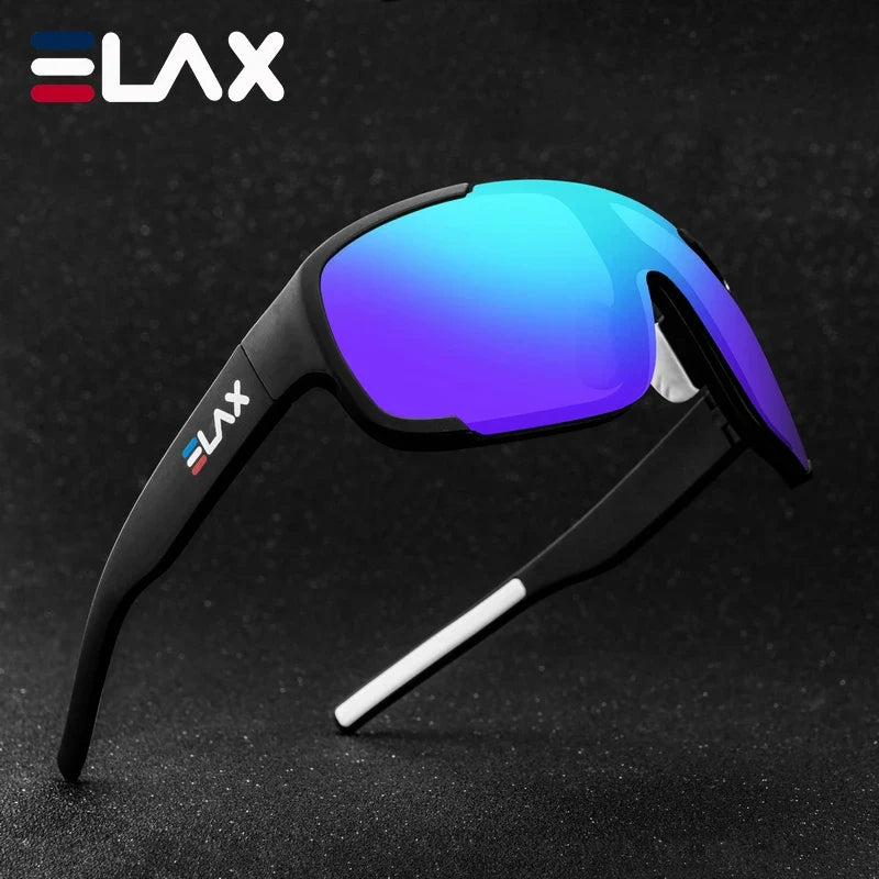 ELAX Sunglasses UV400, black frame with mirrored blue lenses by BikerZoneZ, on Tampa Home & Garden Store