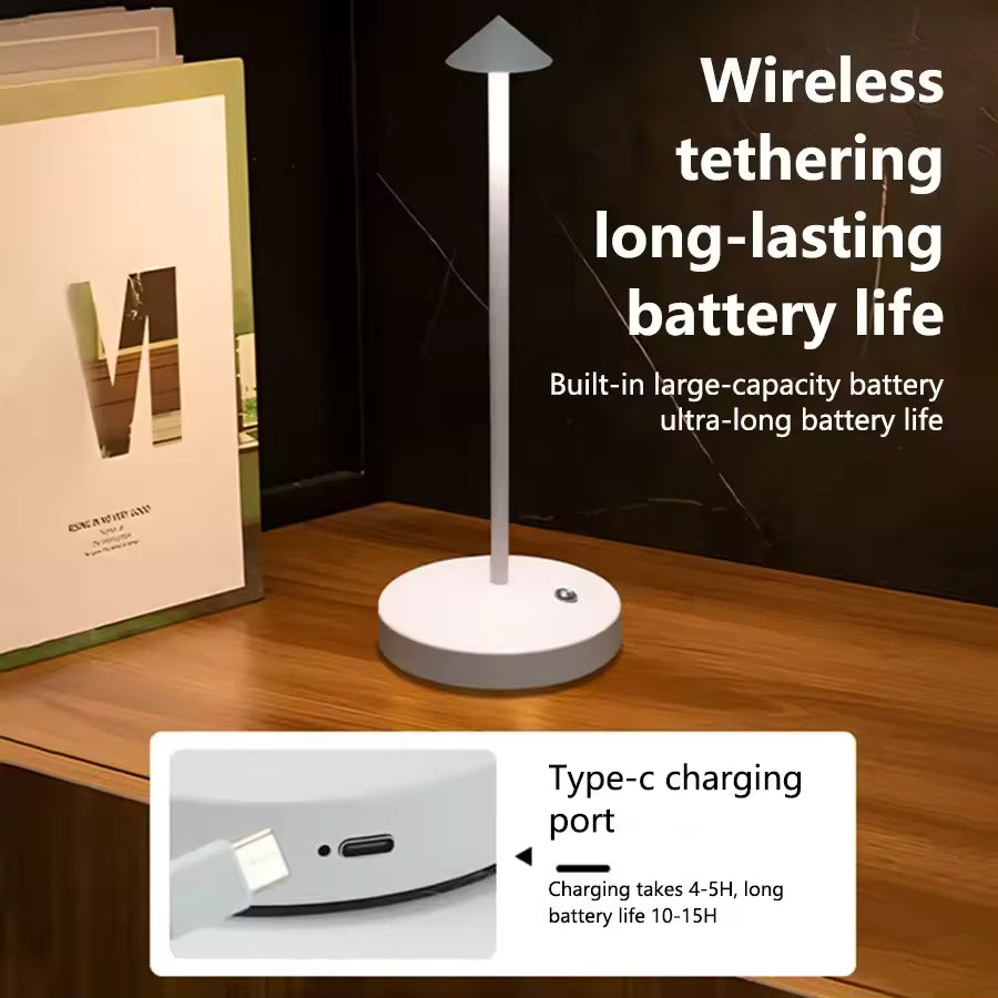Wireless LED Table Lamp with Touch Dimming | Cordless Ambient Lighting