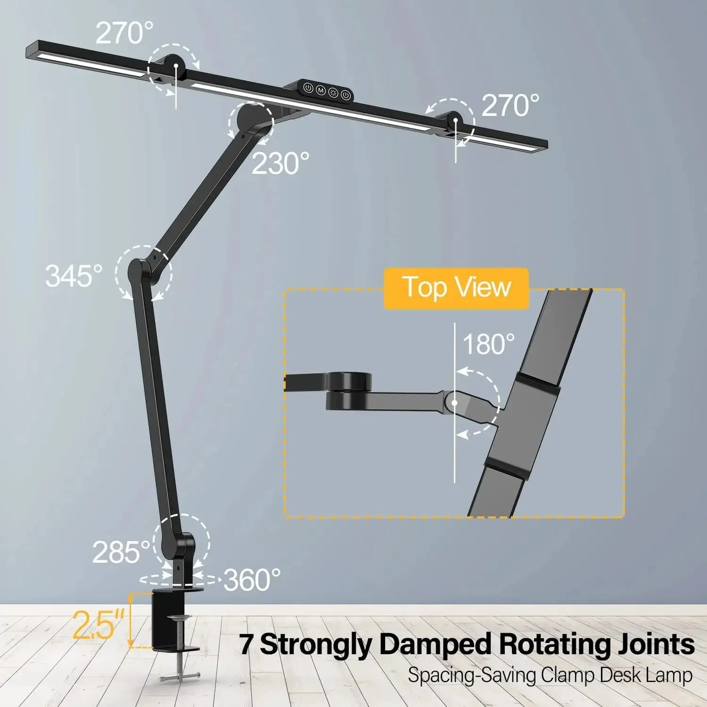 Perfecsy Led Desk Lamp with Clamp, black metal, 24W ultra-bright auto dimming desk light on Tampa Home & Garden Store