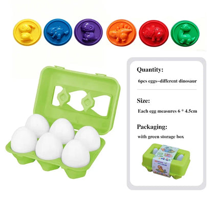 FLIPSTYLEZLLC Montessori egg puzzle with 6 dinosaur eggs in a green carton on Tampa Home & Garden Store
