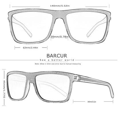BARCUR polarized sports sunglasses with rectangular frame and UV400 TAC lenses, lightweight on Tampa Home & Garden Store