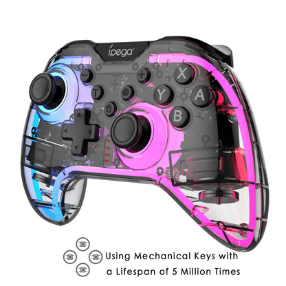 Wireless game controller SW123 by ipega with translucent shell and blue-pink RGB for Switch/PC on Tampa Home & Garden Store