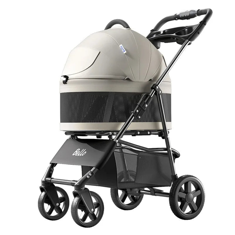 Pet Zen One-Pull dog stroller for small-medium dogs beige canopy black frame on Tampa Home & Garden Store