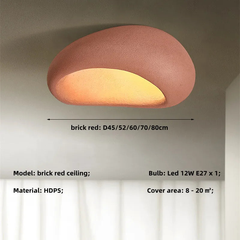 DecorBites Khmara E27 brick red ceiling light with textured HDPS dome and warm interior glow on Tampa Home & Garden Store
