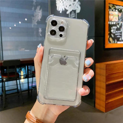 Transparent Card Slot Case For Iphone With Holder