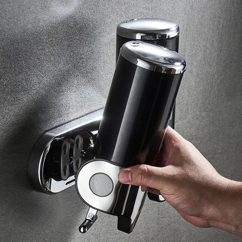 Wall mounted shampoo and soap dispenser, 3-tube chrome and black design UpTrend Deals on Tampa Home & Garden Store
