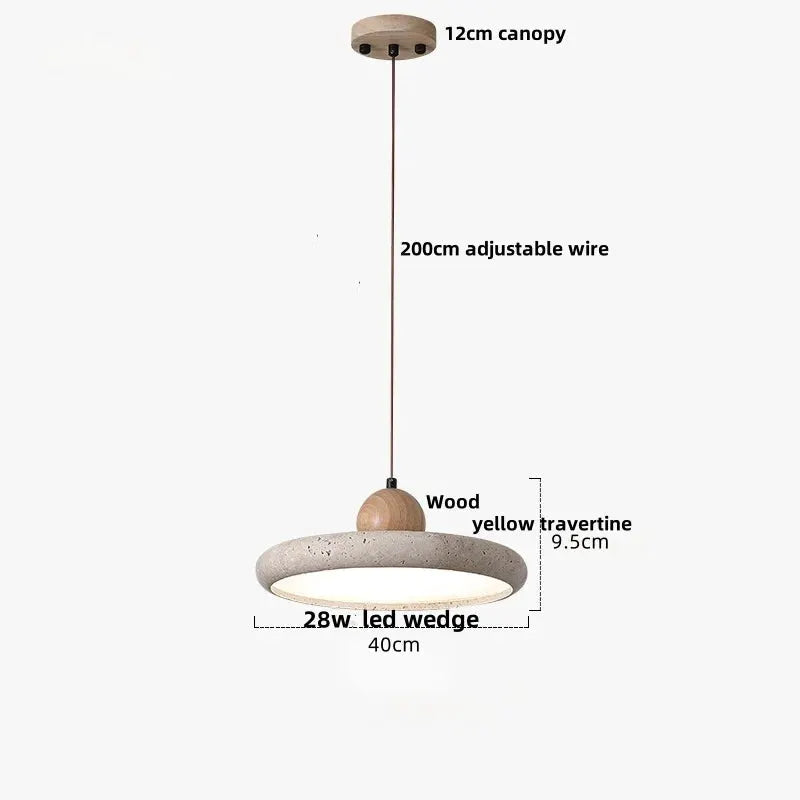 LED Pendant Lamp Decorbites black iron wabi-sabi hanging light with yellow travertine 40cm on Tampa Home & Garden Store