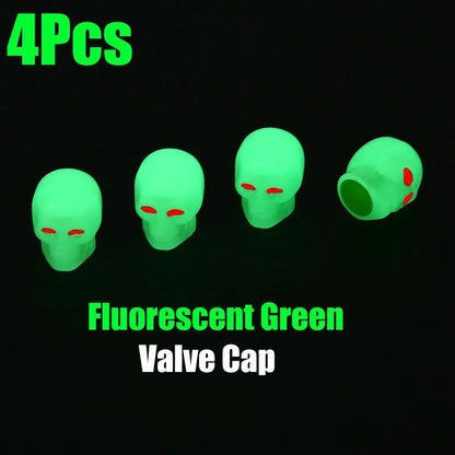 ABS Skull Valve Stem Caps fluorescent green 4pcs by BikerZoneZ on Tampa Home & Garden Store