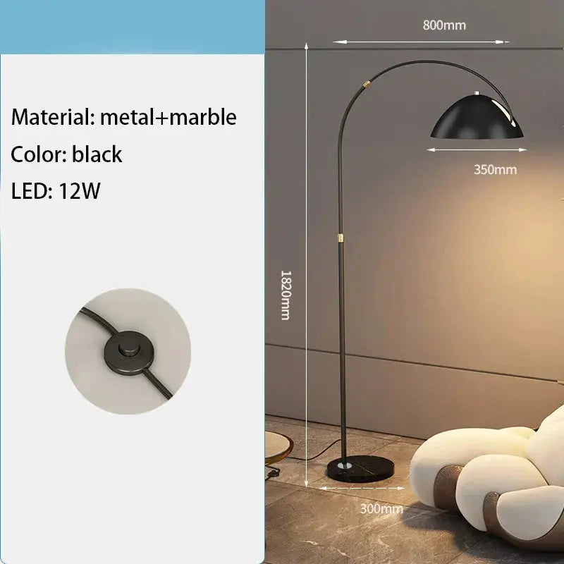 Led Floor Lamp Gold and Black Metal Modern
