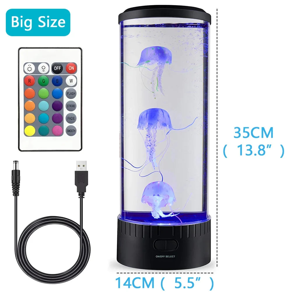 Perfecsy jellyfish lamp color-changing LED aquarium night light with remote and USB charging on Tampa Home & Garden Store