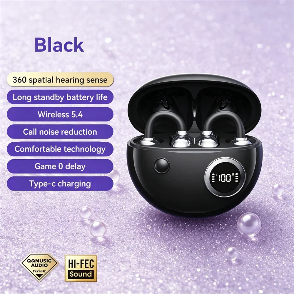Black wireless earphones in charging case with display on Tampa Home & Garden Store