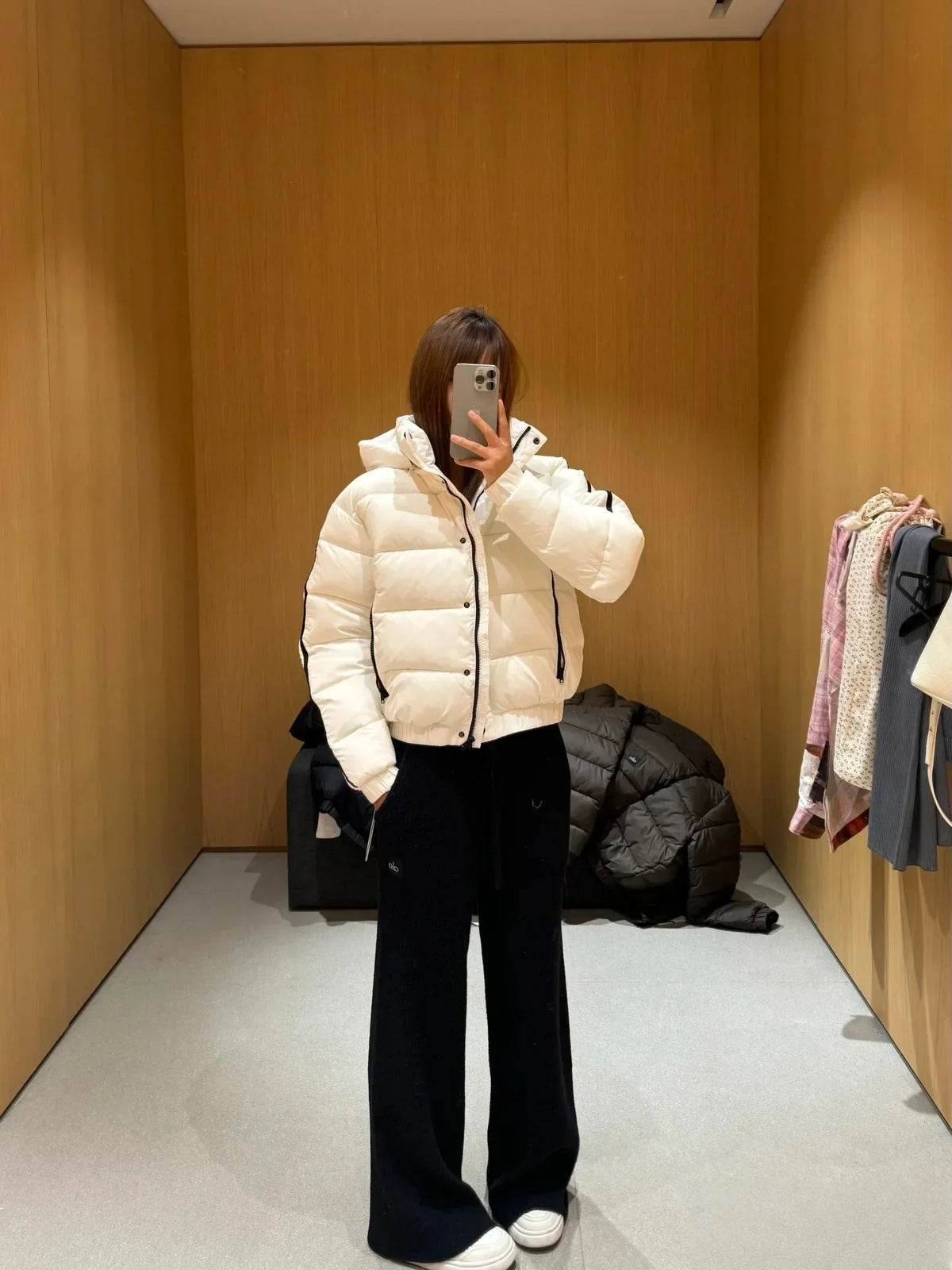 White Thick Warm Hooded Winter Jacket for Women