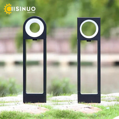 DecorBites LED Path Light 12W aluminum pillar outdoor light, black circular ring head, pair on Tampa Home & Garden Store