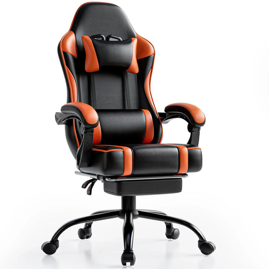 Gaming Chair with Footrest Reclining PU Leather Ergonomic Office Desk Chair - Tampa Home & Garden Store