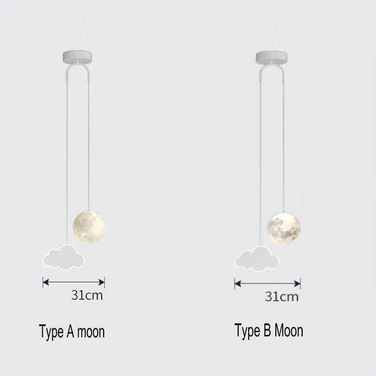 Decorbites Kids Star Cloud Moon pendant lamp Type A/B with cloud accents, remote dimming on Tampa Home & Garden Store