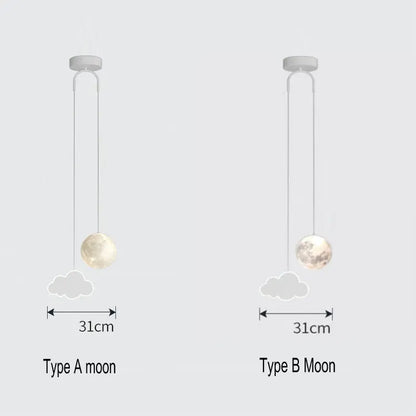 Decorbites Kids Star Cloud Moon pendant lamp Type A/B with cloud accents, remote dimming on Tampa Home & Garden Store