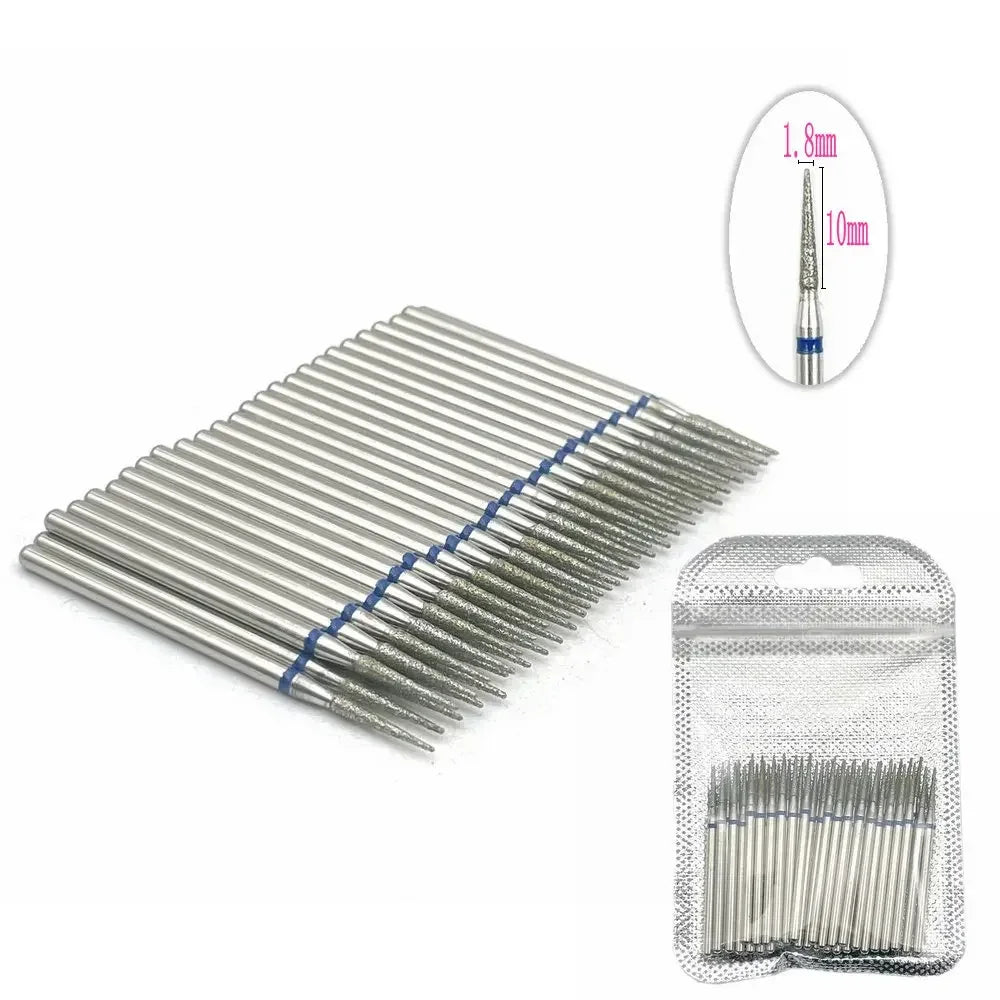 Diamond nail drill bit set 50pc for manicure, silver bits with blue rings by Silcy Skin on Tampa Home & Garden Store