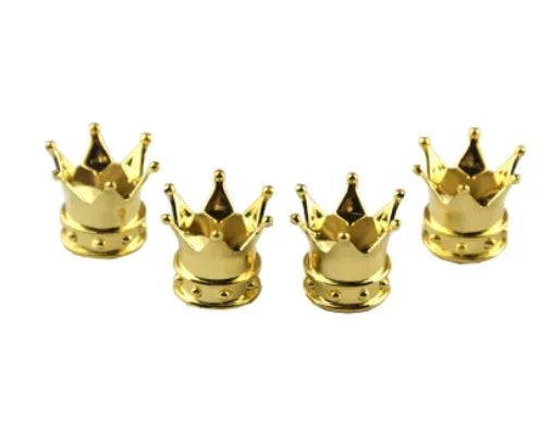 4PCS gold crown valve stem caps, 4-pack by BikerZoneZ for motor vehicle tire accessories on Tampa Home & Garden Store