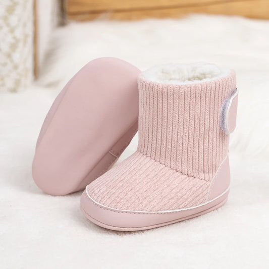 Newborn winter boots pink corduroy booties with ribbed shaft and fluffy lining by UpTrend Deals on Tampa Home & Garden Store