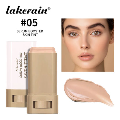 Lakevain #05 Serum Boosted Skin Tint foundation stick with warm beige shade, swatch on model on Tampa Home & Garden Store