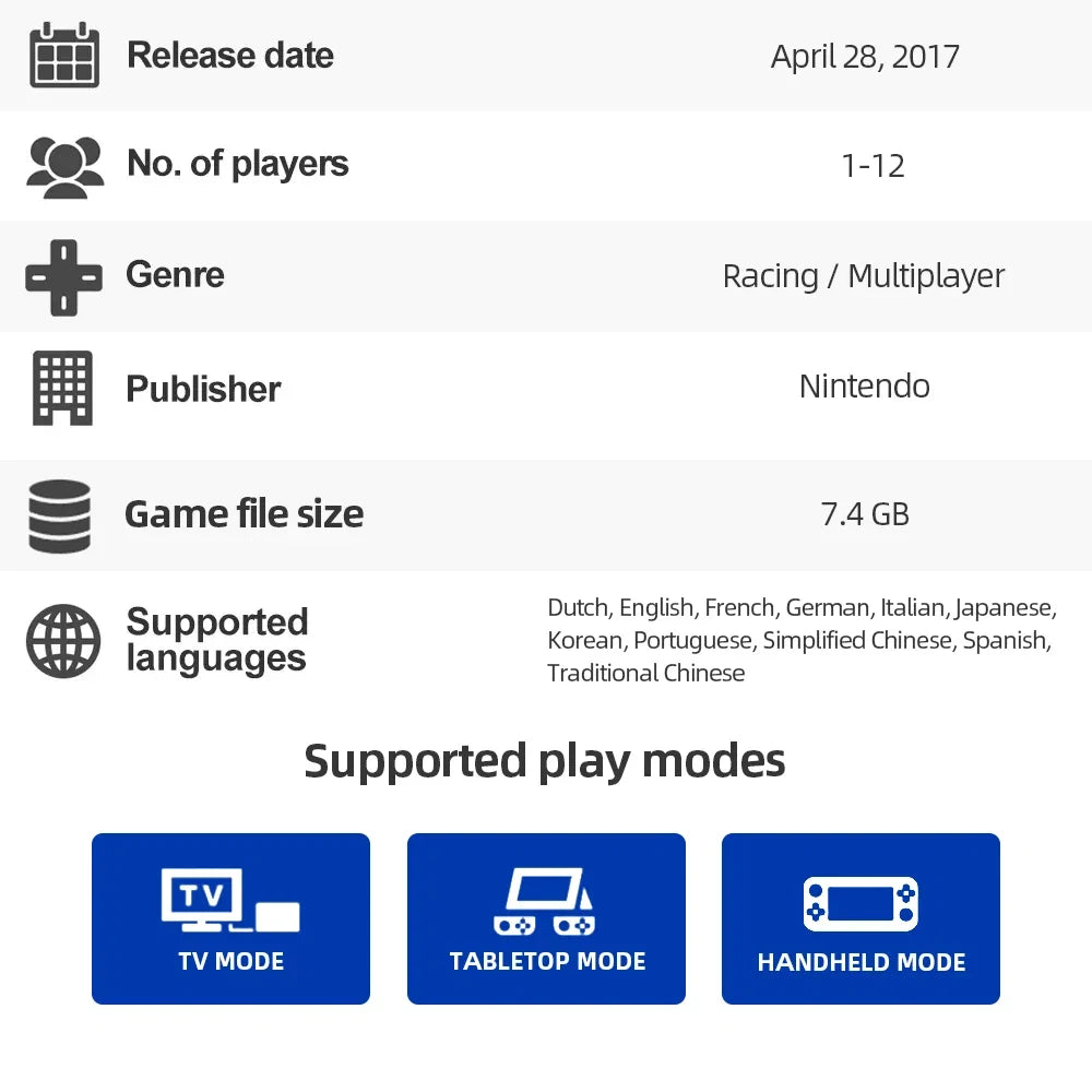 Nintendo Switch Mario Kart 8 Deluxe FLIPSTYLEZLLC, 7.4 GB, 1–12 players on Tampa Home & Garden Store