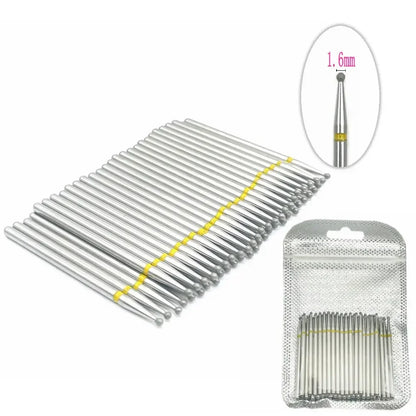 Diamond nail drill bits set for cuticle, 50pc, 1.6mm tips, silver milling cutters with pouch on Tampa Home & Garden Store
