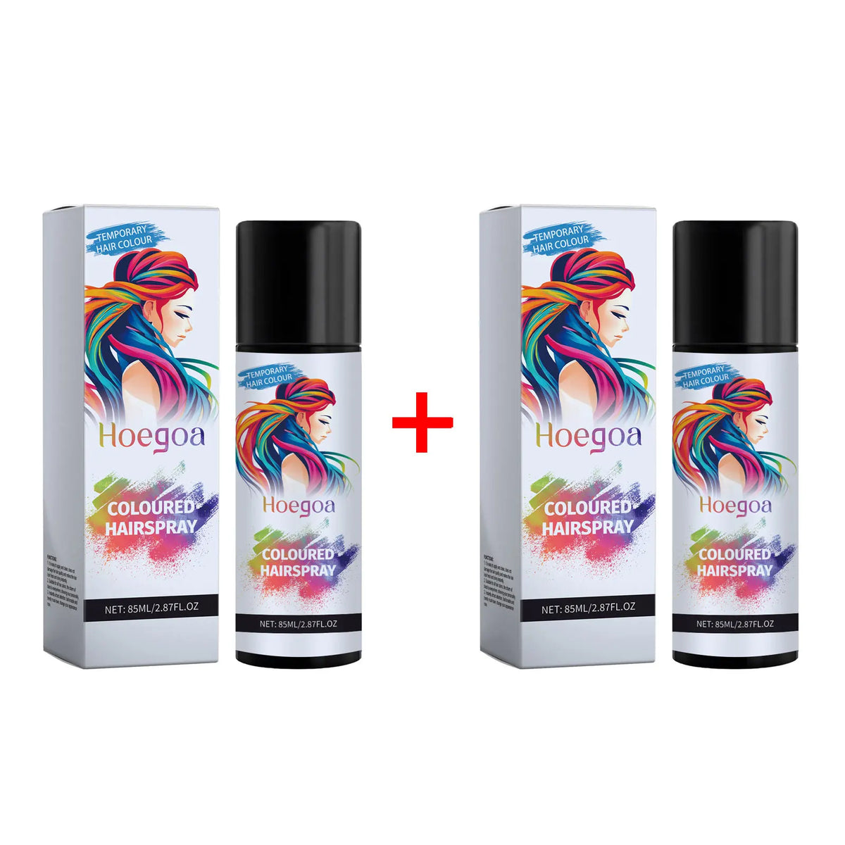 Two sets of Silcy Skin Hoegoa coloured hairspray bottles with boxes; instant temporary color spray for gray coverage, 85 ml each on Tampa Home & Garden Store