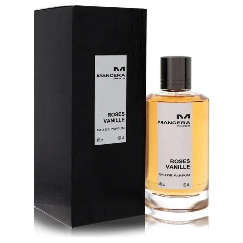 Mancera Roses Vanille perfume bottle with black box, 120 ml eau de parfum on Tampa Home & Garden Store