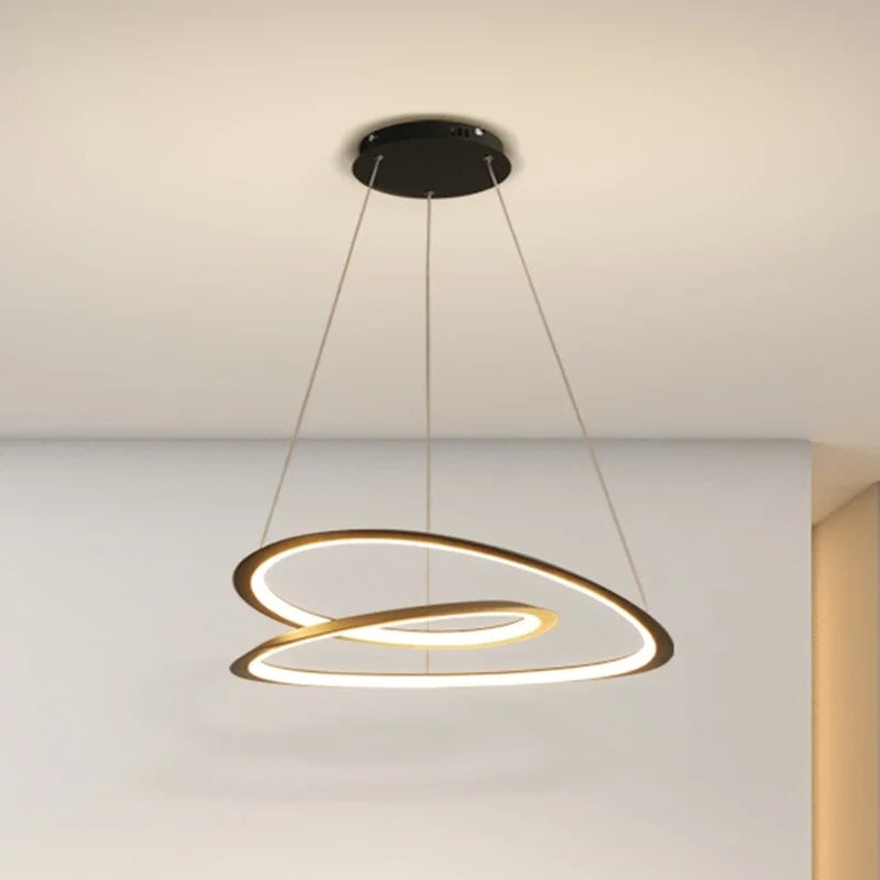 DecorBites Kepler Round LED chandelier pendant lamp in white with intertwined circular rings on Tampa Home & Garden Store