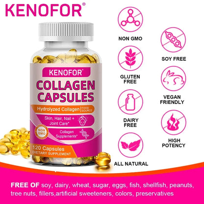 Kenofor 120 Hydrolyzed Collagen Capsules white bottle collagen supplement on Tampa Home & Garden Store