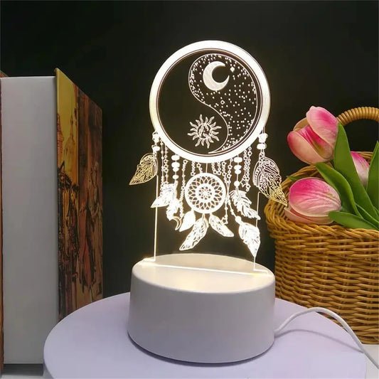Dream Catcher 3D Night Light Optical Illusion Lamp 7-Color Touch Bedroom Decor - Tampa Home & Garden Store