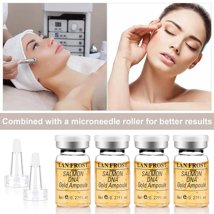 Lan Frost Salmon DNA Gold Ampoule Serum Kit 4×8ml bottles with microneedle roller on Tampa Home & Garden Store