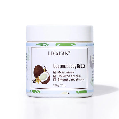 Coconut Body Butter jar by LIYALAN; moisturizes and smooths rough skin on Tampa Home & Garden Store