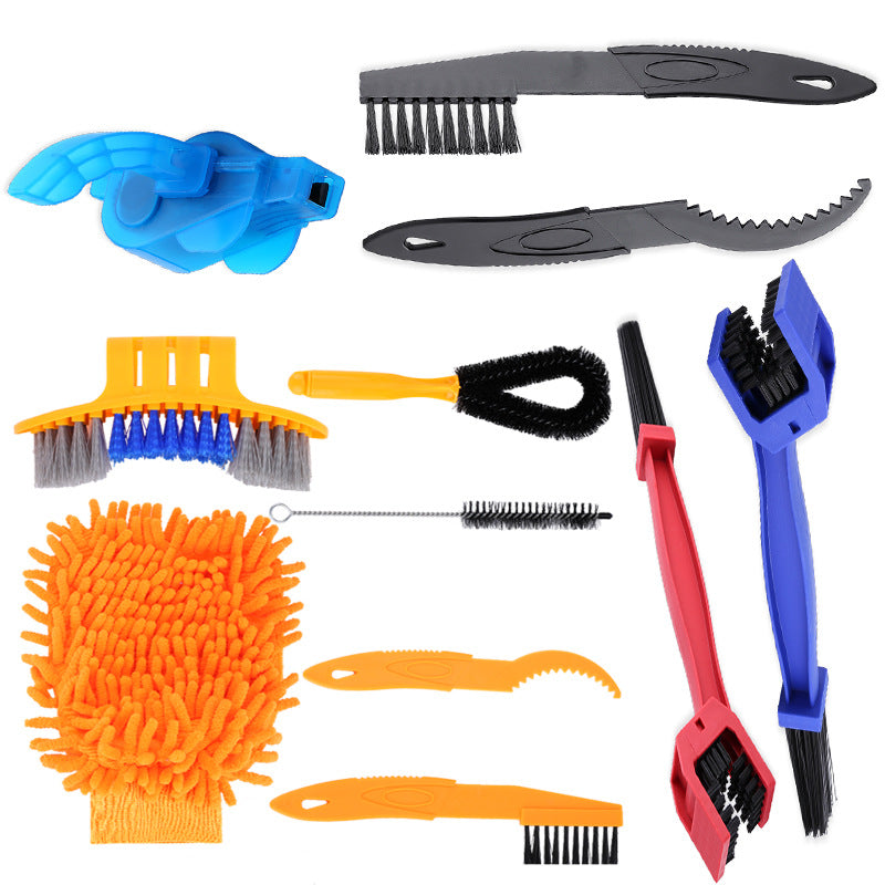 Portable Chain Cleaner Kit by BikerZoneZ with blue and orange brushes and chain-scrapers on Tampa Home & Garden Store