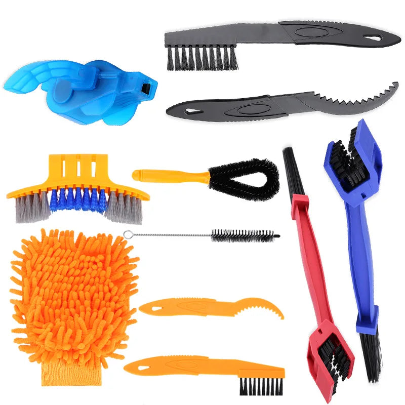 Portable Chain Cleaner Kit by BikerZoneZ with orange scrub brushes and assorted cleaning tools on Tampa Home & Garden Store
