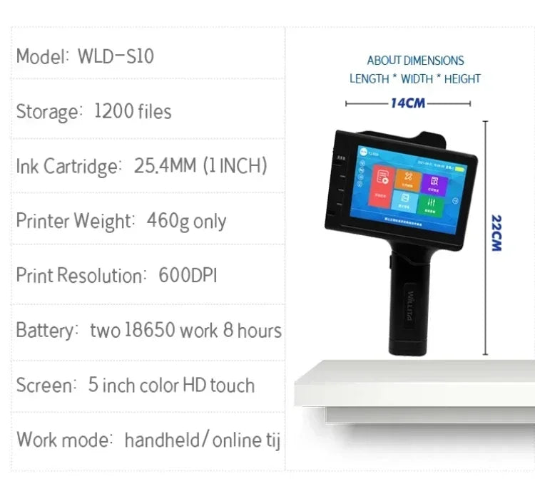 Portable handheld inkjet printer with 25.4mm cartridge, black body, UpTrend Deals on Tampa Home & Garden Store
