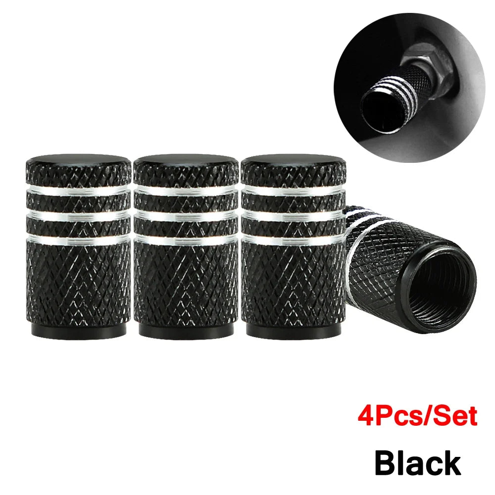 BikerZoneZ valve stem caps, black knurled 4-pack for motor vehicle tire accessories on Tampa Home & Garden Store