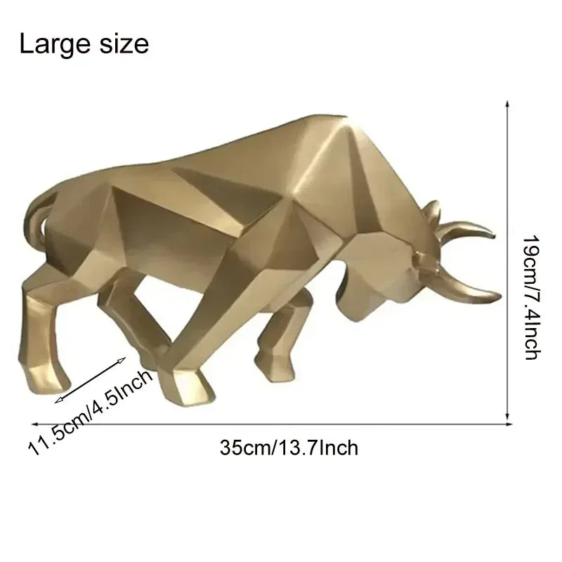 Gold geometric resin bull statue, Nordic modern decor figurine for home or office by Perfecsy on Tampa Home & Garden Store