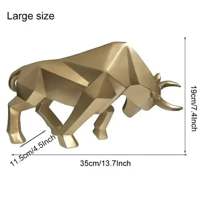 Gold geometric resin bull statue, Nordic modern decor figurine for home or office by Perfecsy on Tampa Home & Garden Store